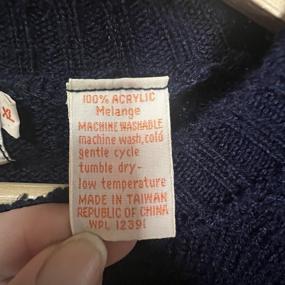 Indian Brand Sweater  XL Navy With Stripes Kurt Cobain Grunge Retro vtg 1980s - Picture 6 of 10